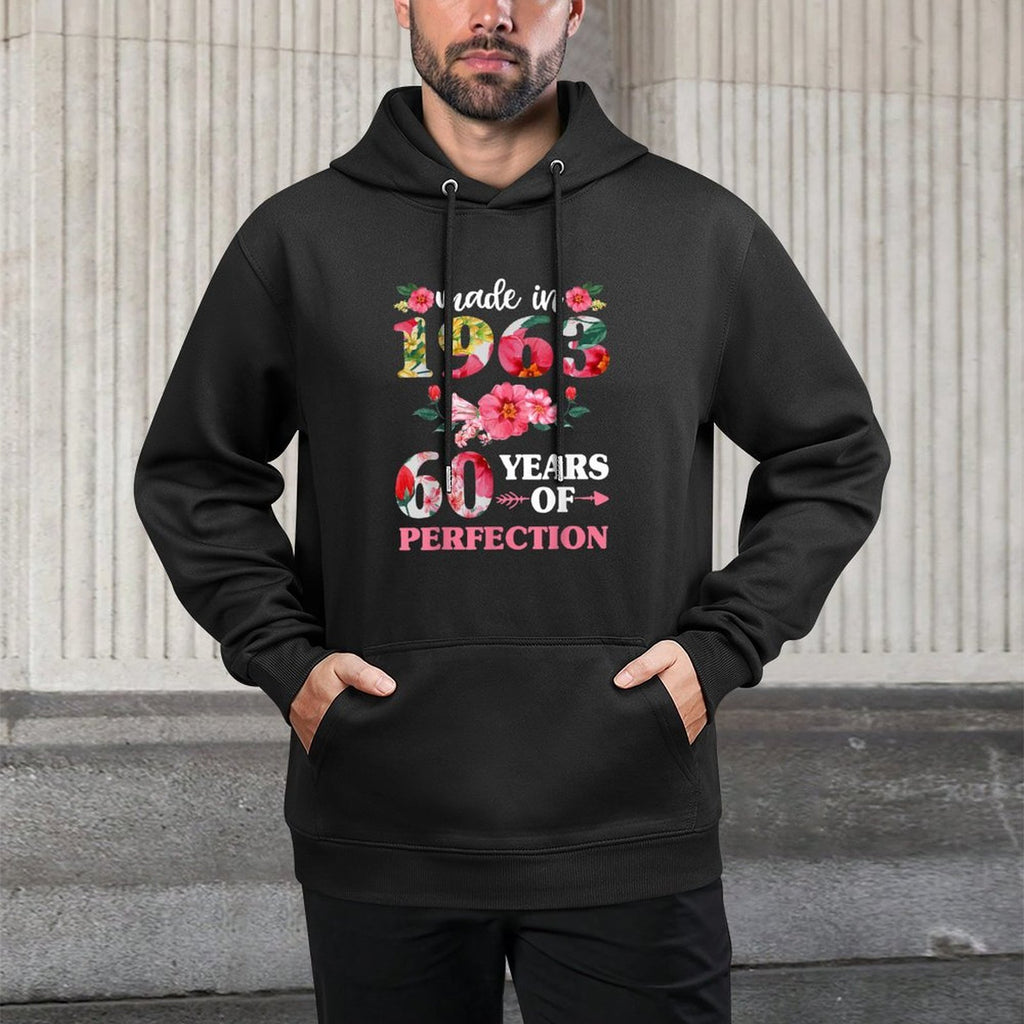 60th Birthdays For Women, Floral Made In 1963 Relaxed Fit Hoodie