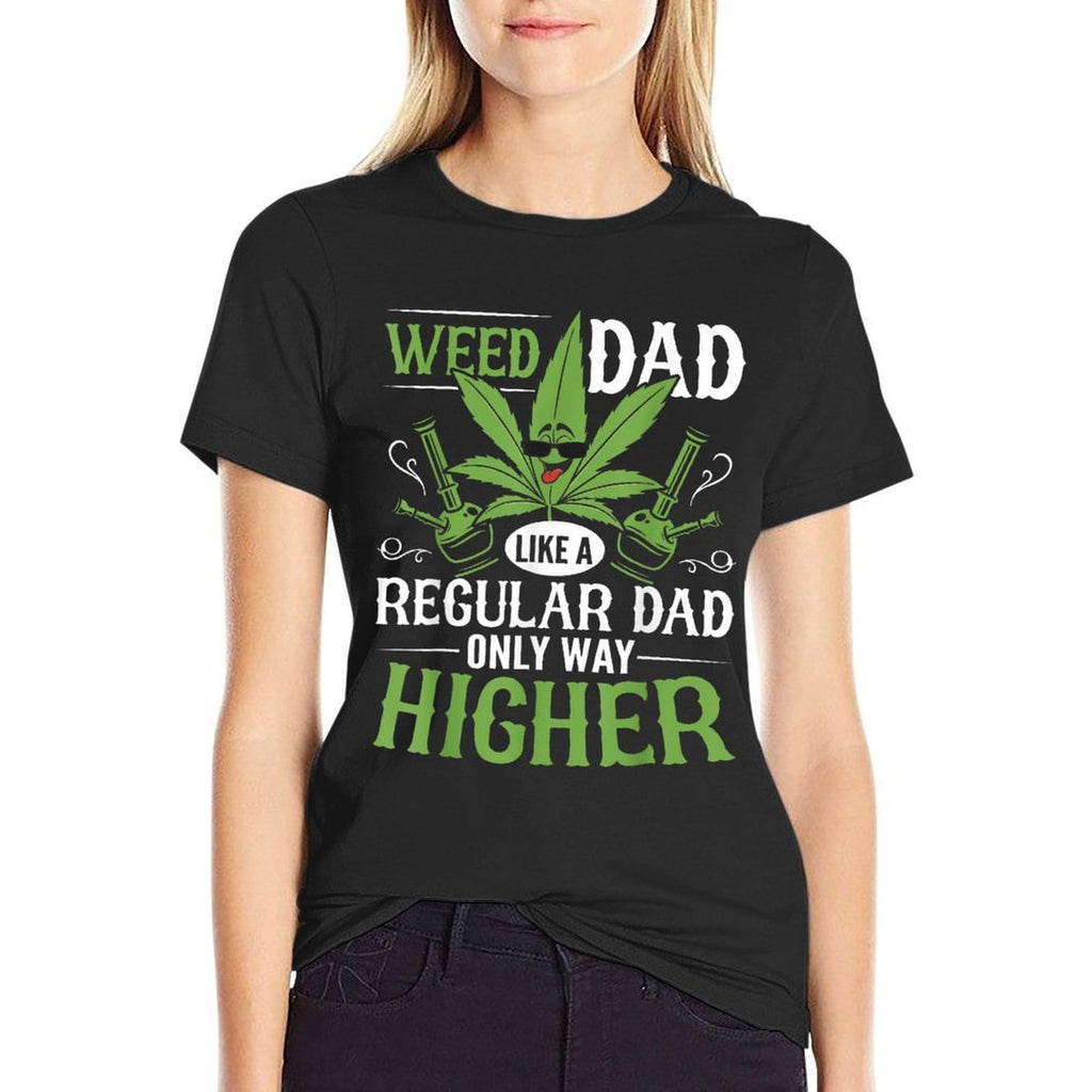 Mens Marijuana Cannabis Smoke Weed Dad Like A Regular Dad Weed  Polyester Blend T-Shirt