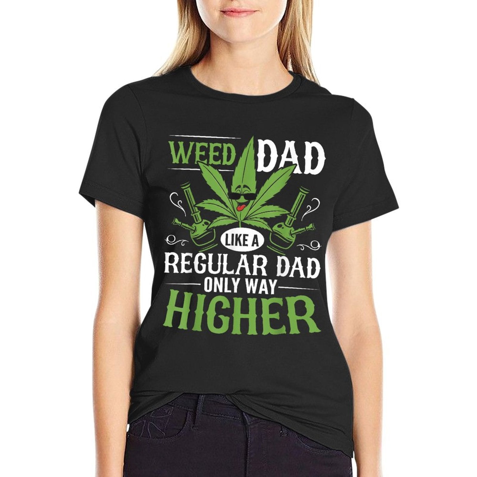 Mens Marijuana Cannabis Smoke Weed Dad Like A Regular Dad Weed  Polyester Blend T-Shirt