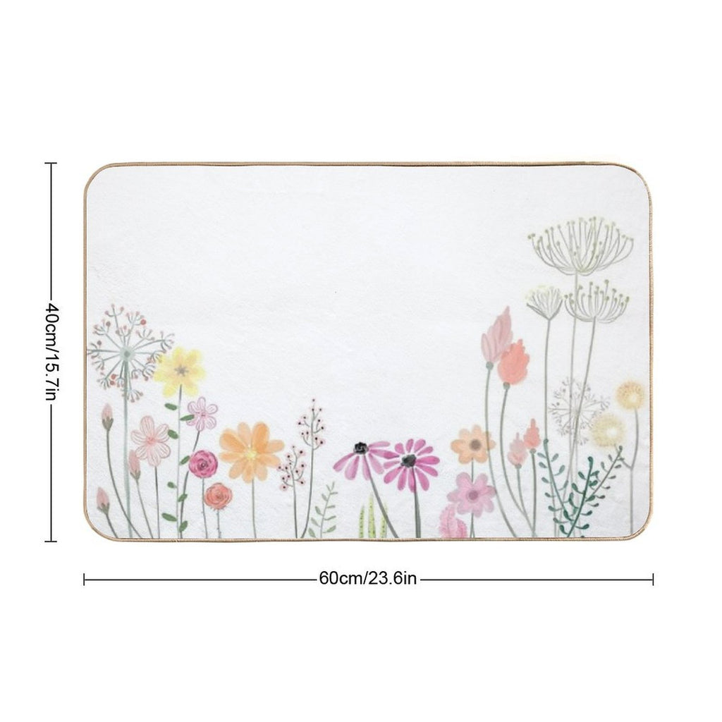 Watercolor Flowers  Easy To Clean Bath Mat