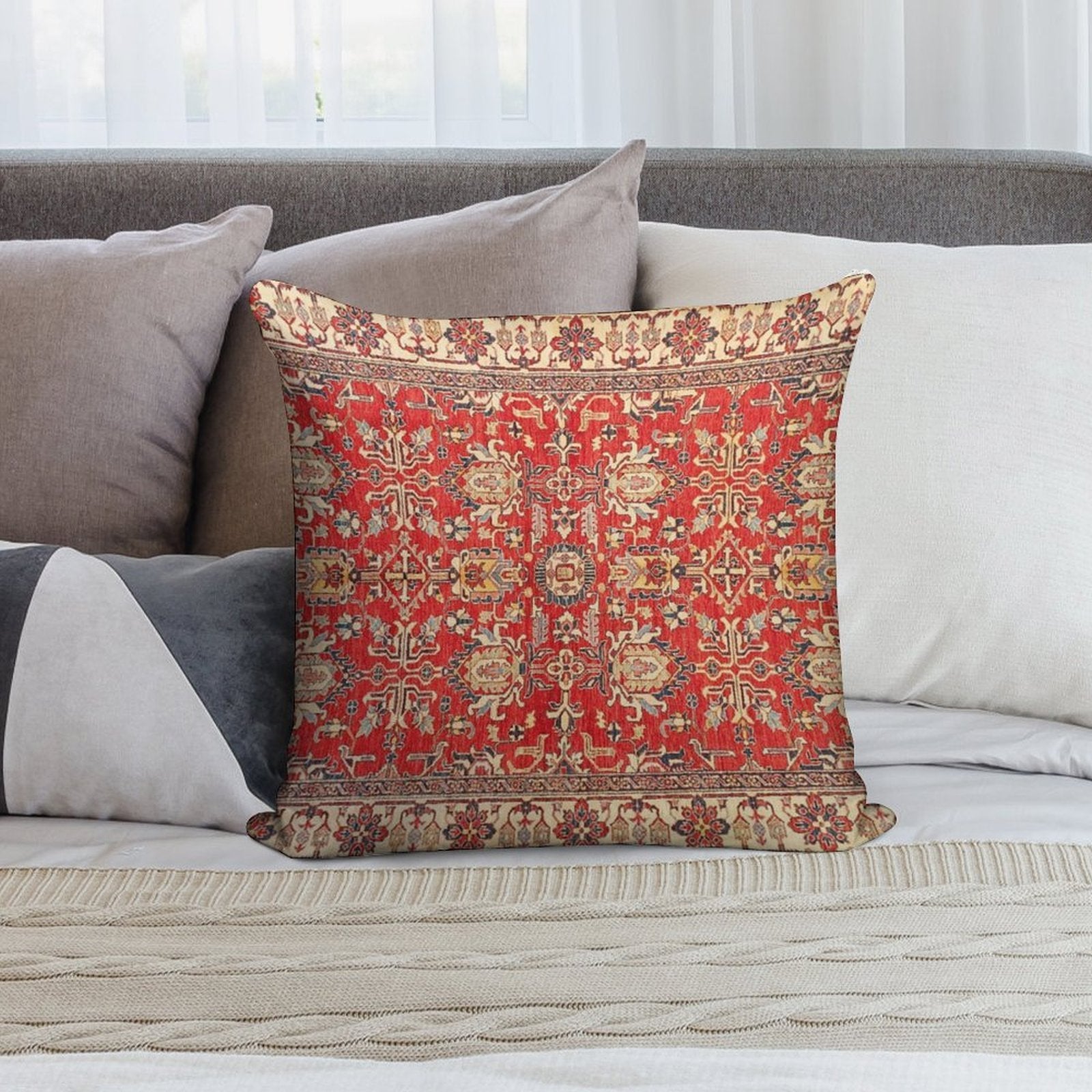 Turkish Carpet Soft Washable Throw Pillow