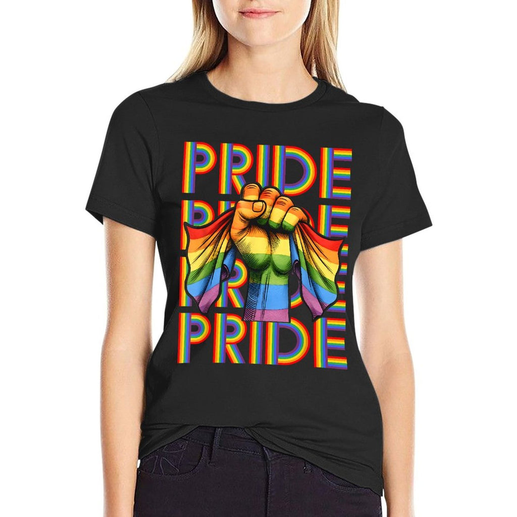 Gay Pride Month LGBT Rainbow Fist LGBTQ Gay Pride  Wrinkle-resistant T-Shirt