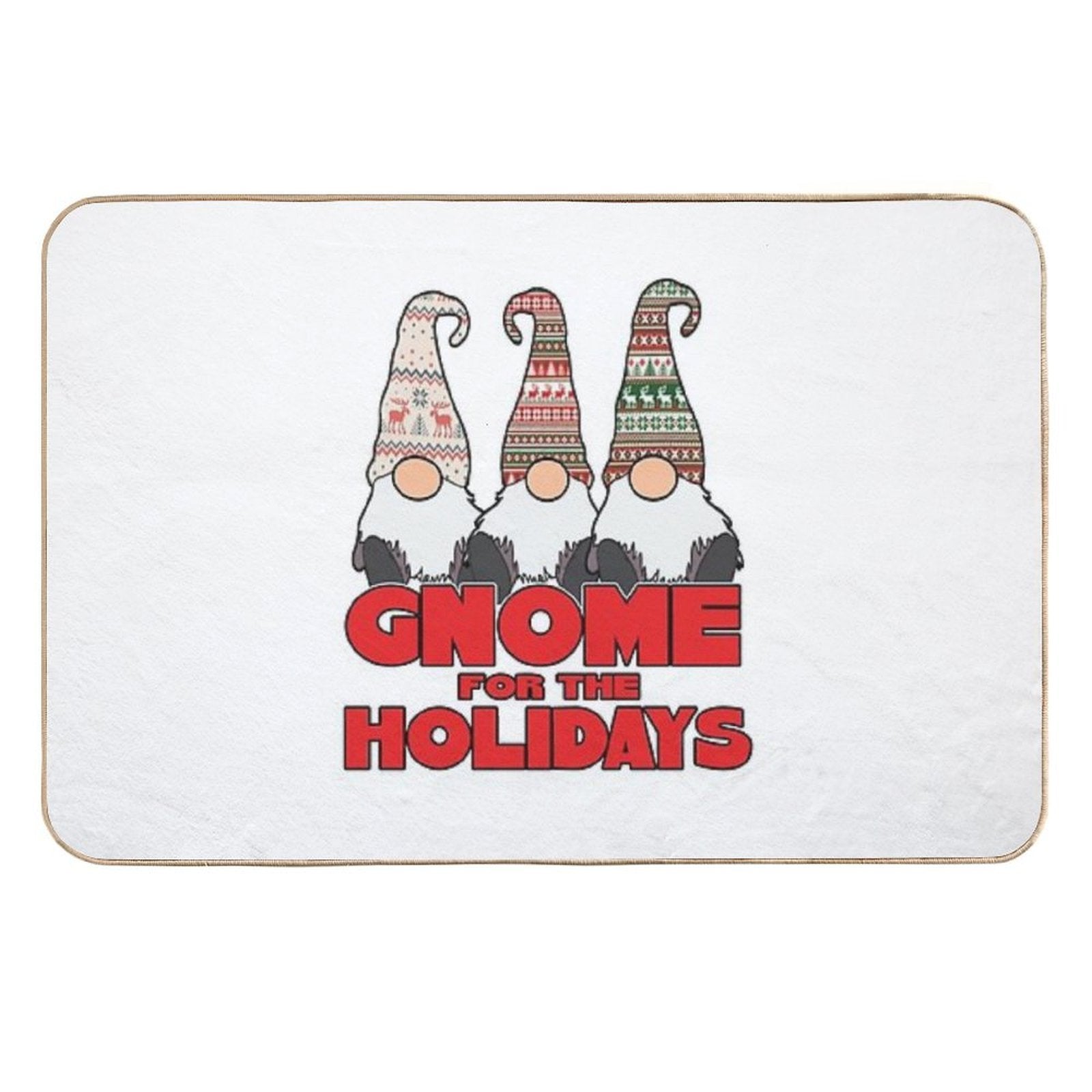 3 Nordic Gnomes Gnome for The Holidays Christmas  Anti-Trip Bath Mat