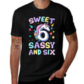 Sweet Sassy And Six Unicorn 6th Birthday Party Funny Girls  Stretchy T-Shirt