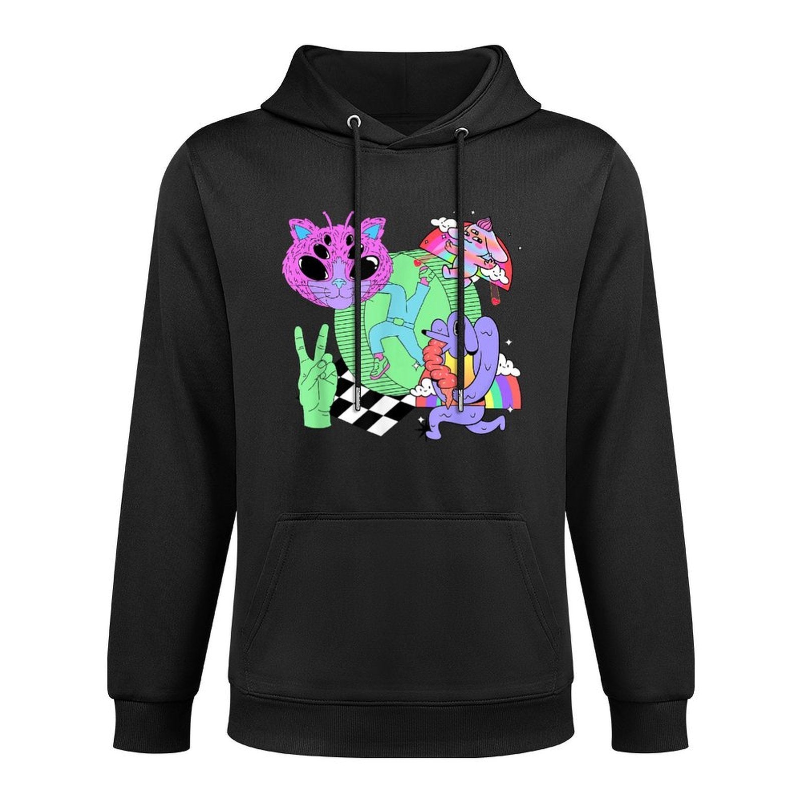 Weirdcore Aesthetic Bright Colorful Checker Print Trippy Unisex Design Hoodie