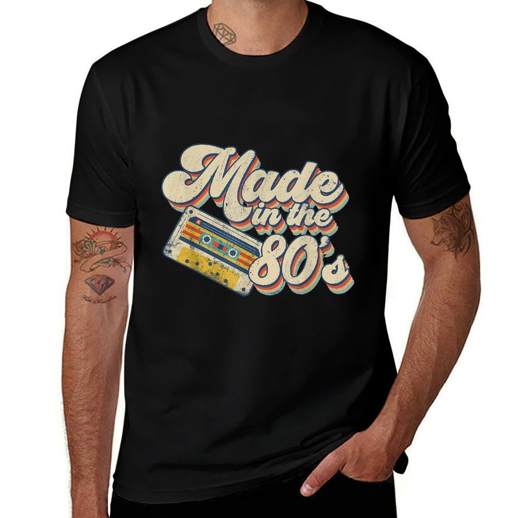 Made In The 80s Birthday Decorations Retro Sunset Cassette  Slim-fit Cut T-Shirt