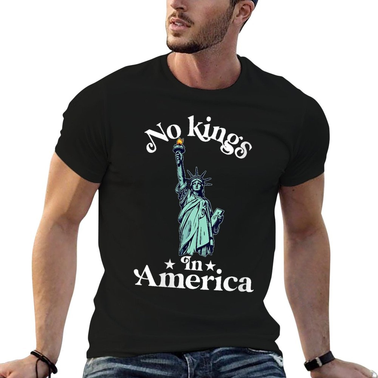 Womens No Kings in America Flag Protest Save Democracy  Versatile T-Shirt