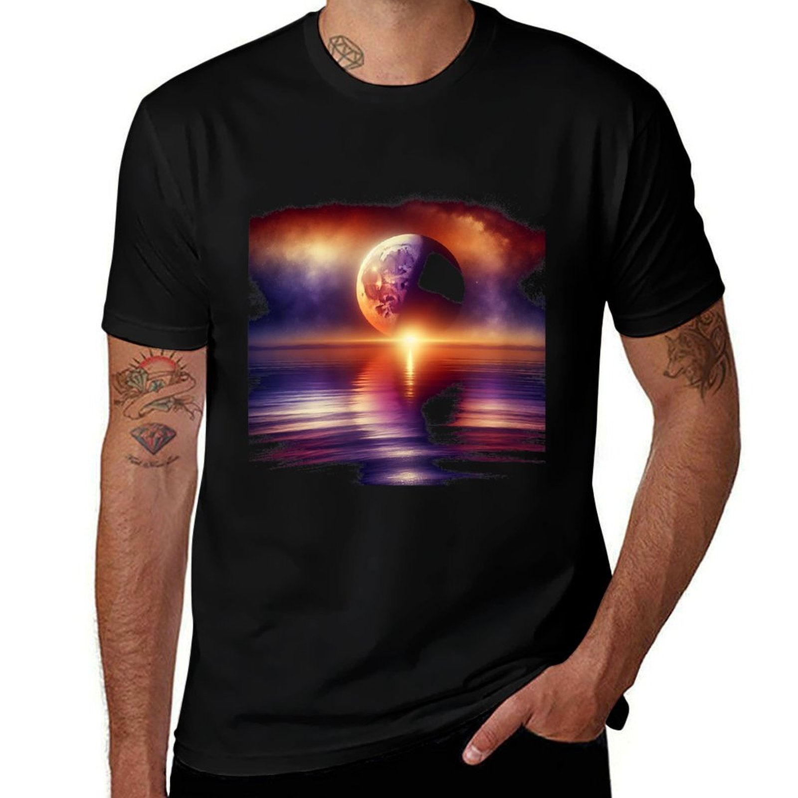 Twilight Embrace  Rolled Sleeves T-Shirt