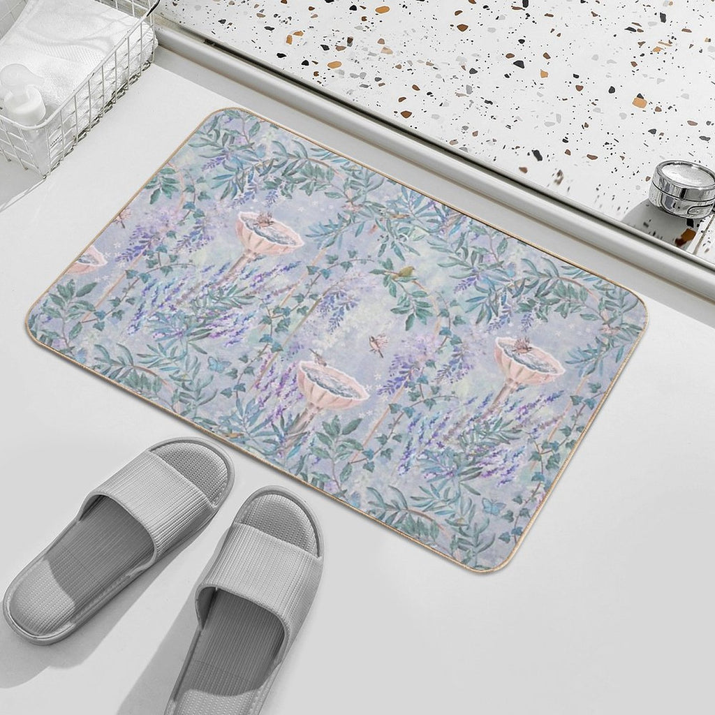 French Countryside Lavender Fresco Pattern  Multi-Purpose Bath Mat