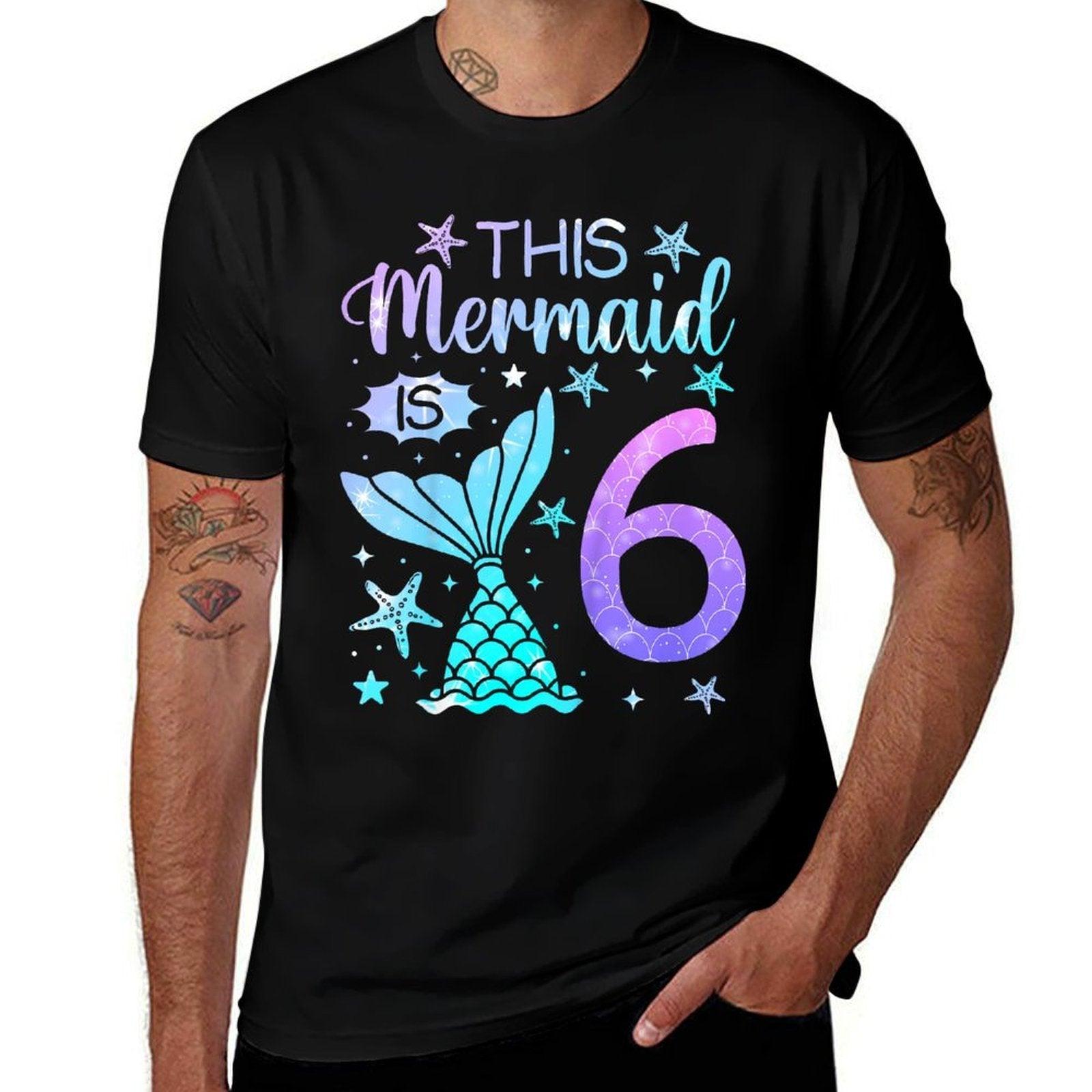 6th Birthday Girl 6yr Six 6 Year Old Mermaid Bday  Versatile T-Shirt