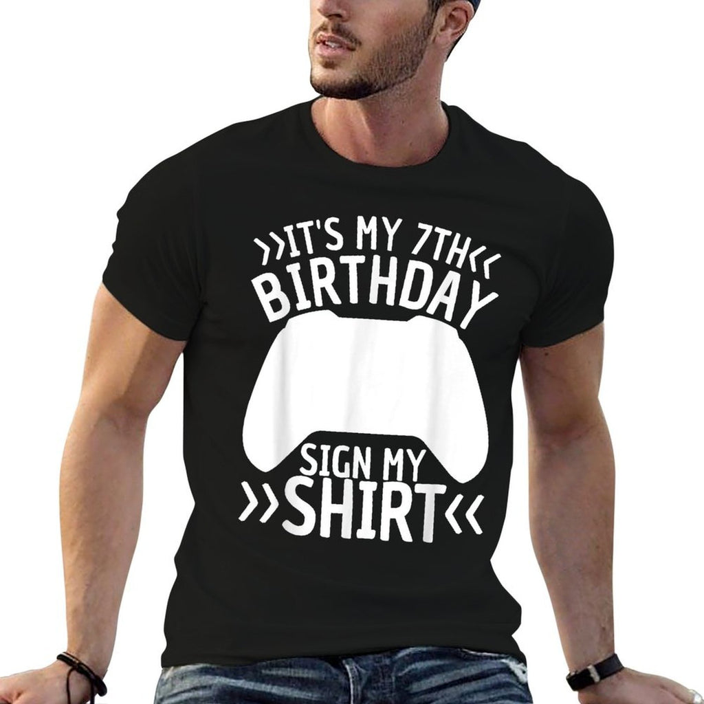 7 Years Old Boys Birthday Gamer It's My 7th Birthday Sign My  Lightweight T-Shirt