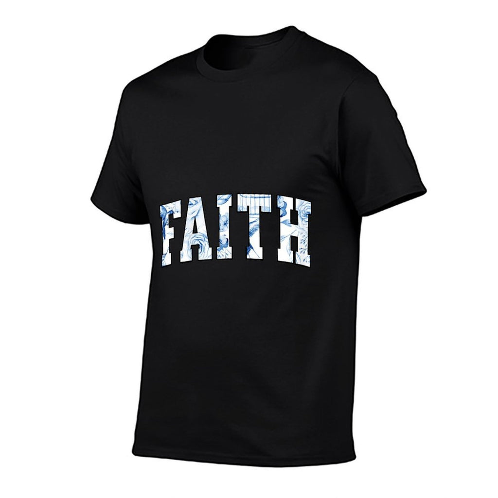 Toile De Jouy FAITH Typography with Blue Floral  Bird  Affordable Price T-Shirt