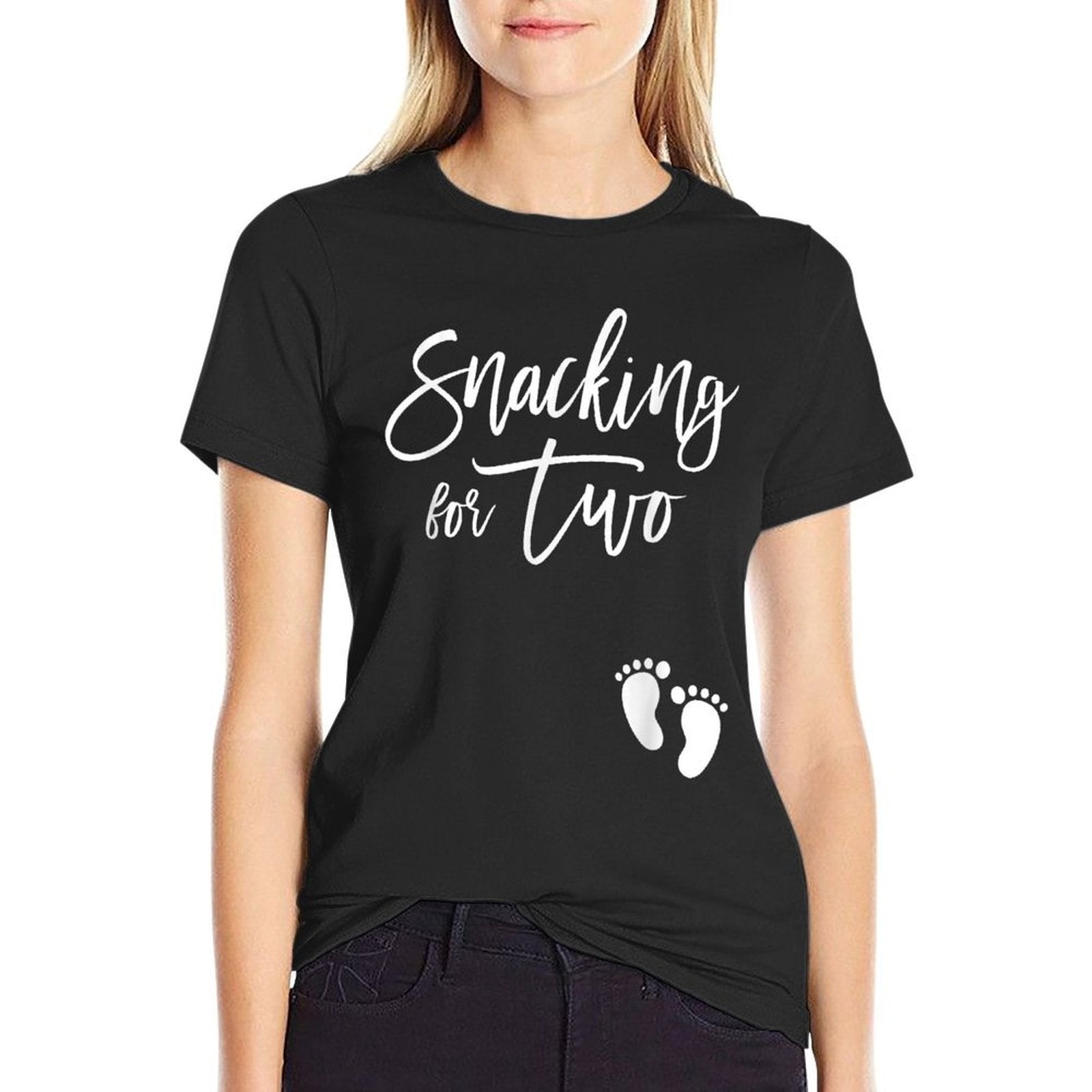 Snacking For Two Cute Pregnancy Announcement Mom To Be  Polyester Blend T-Shirt