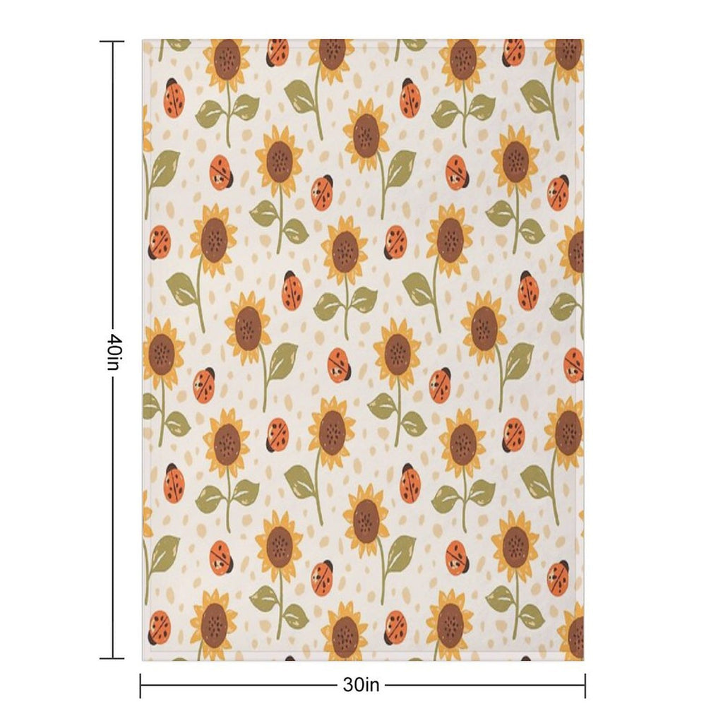 Sunflowers And Ladybugs Shrink-resistant Throw Blanket