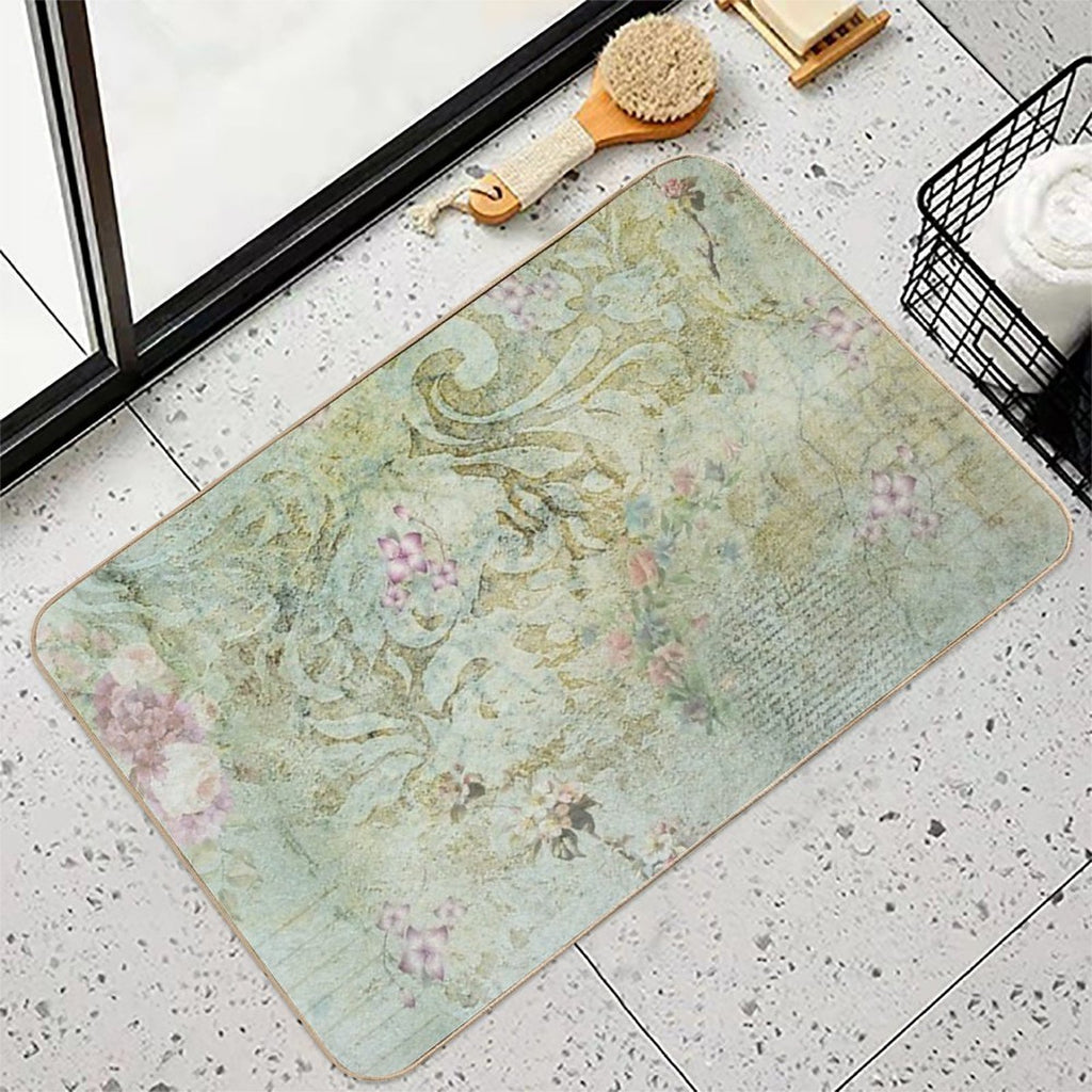 Vintage French Floral Wallpaper  Slip-Resistant Bath Mat