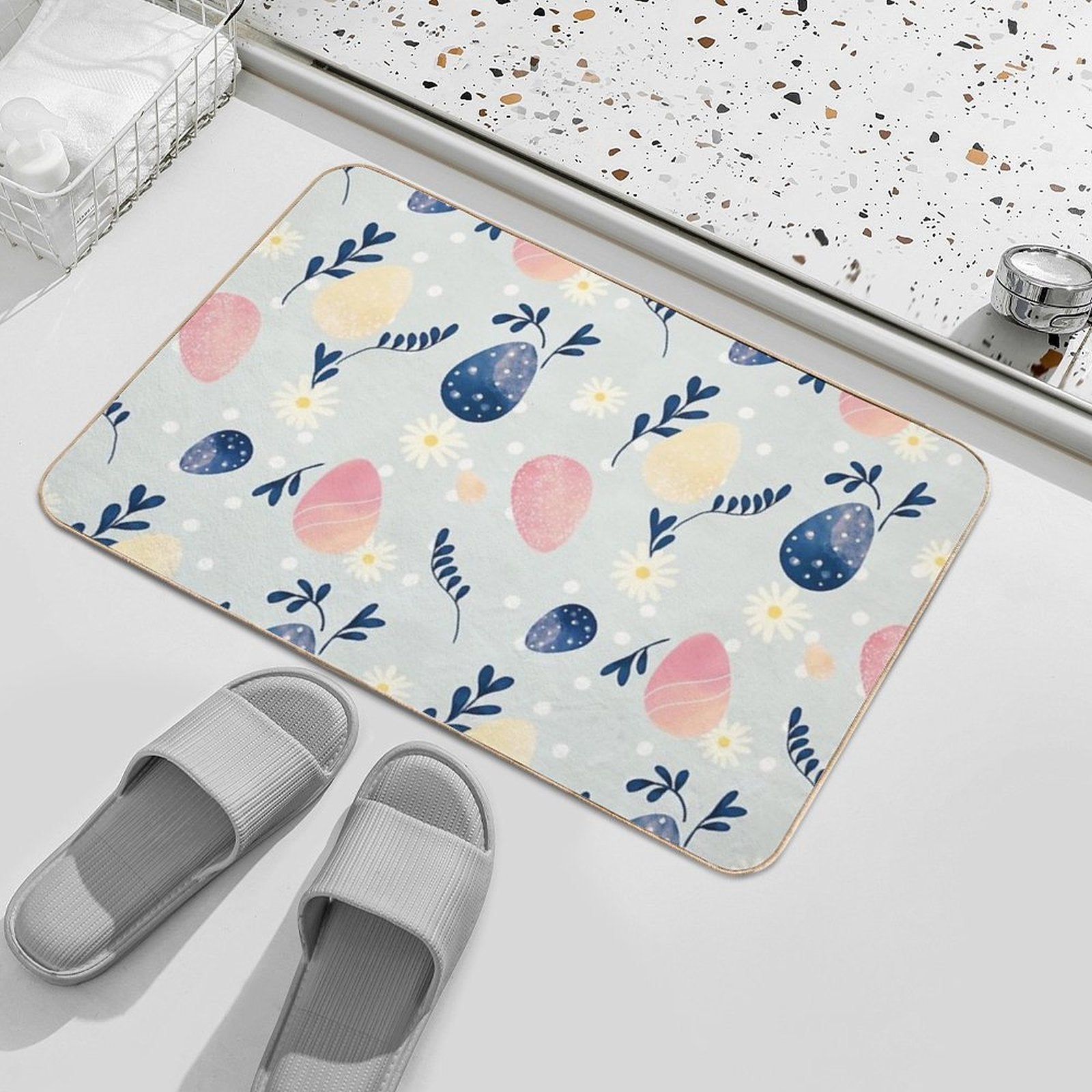 Easter Eggs And Flowers  Odorless Bath Mat