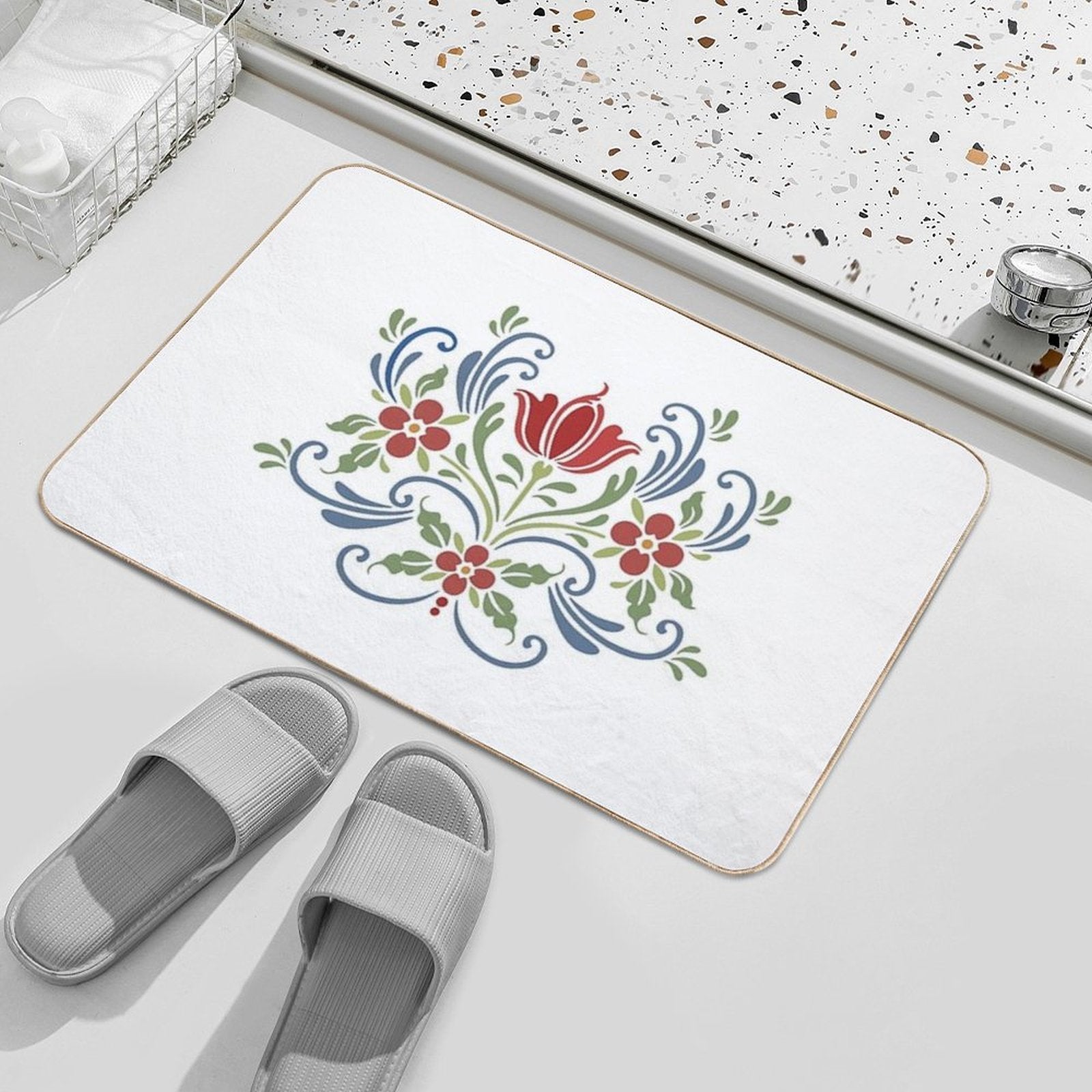 Scandinavian Flowers  Pet-Safe Bath Mat