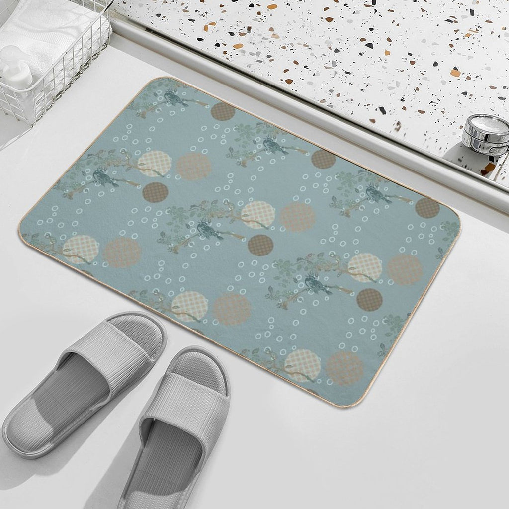 Japanese Bird Pattern  Pet-Safe Bath Mat