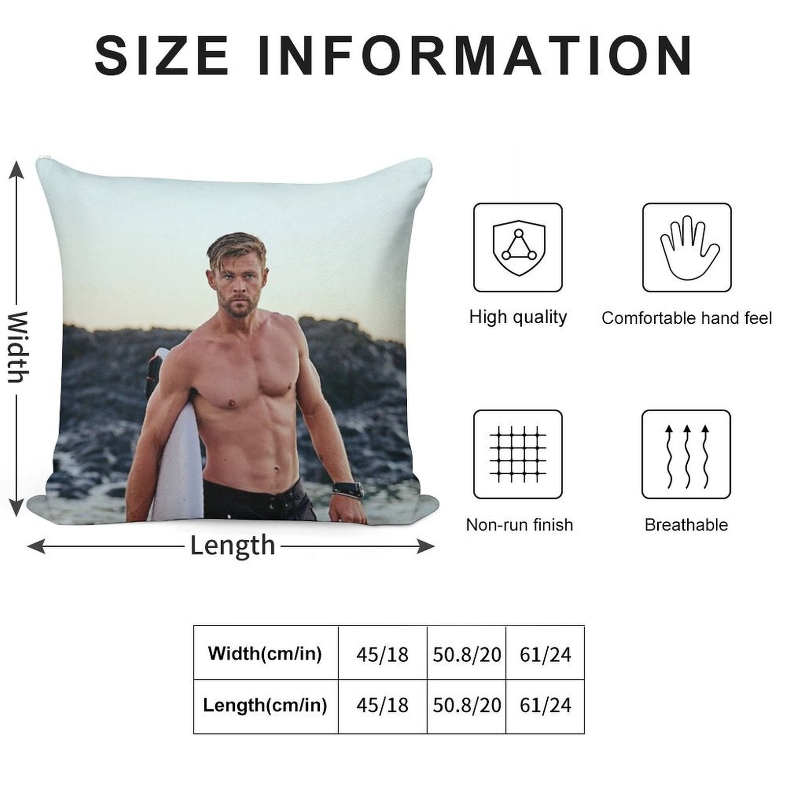 Chris Hemsworth Soft Skin-Friendly Throw Pillow