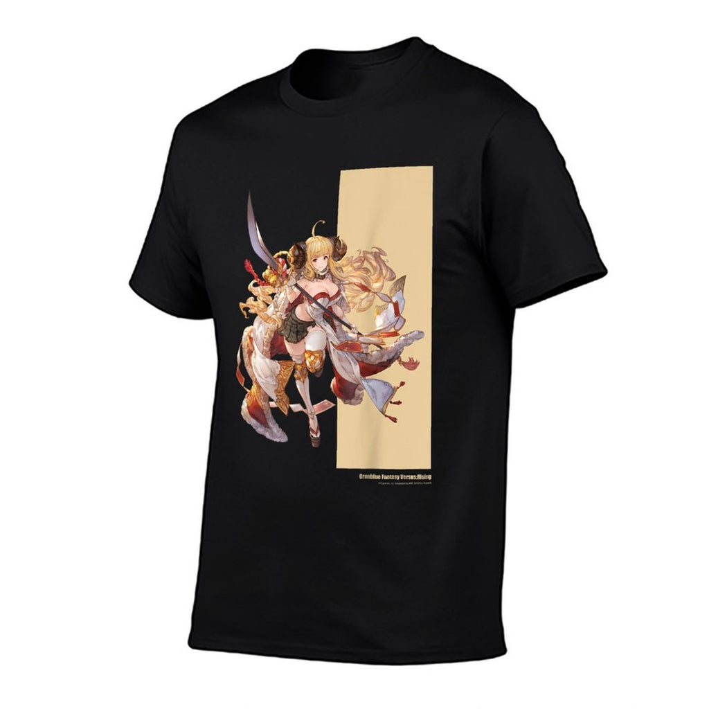 Cygames, Inc. Granblue Fantasy Versus Rising Black Anime Game Character  Slim-fit Cut T-Shirt
