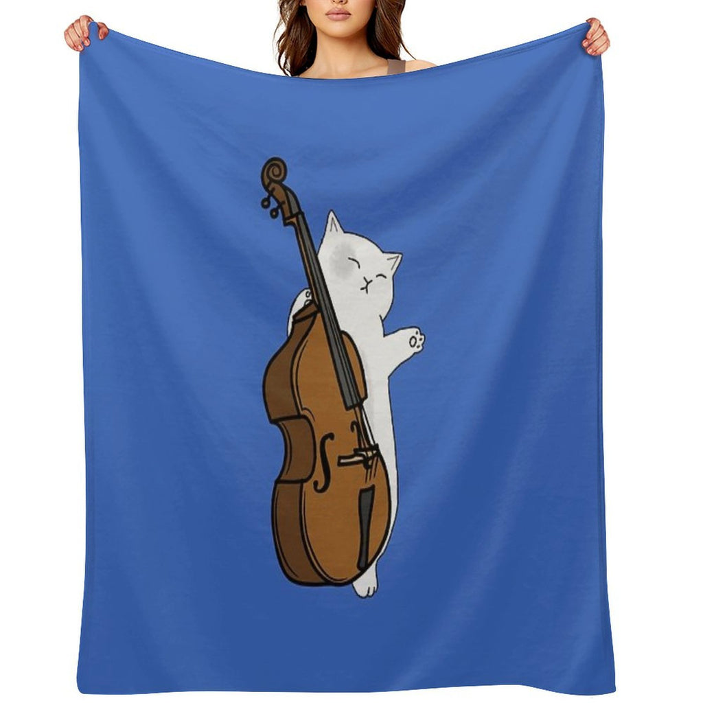 Cute Cat Double Bass Player For Double Bass Player And Classical Musician As A Double Bass Velvety-soft Throw Blanket
