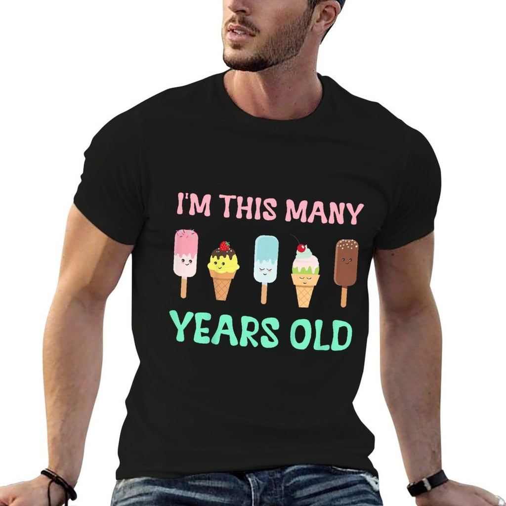 Kids Toddler Girl 5th Birthday Ice Cream Outfit 5 Yrs Old Boy  Lightweight T-Shirt