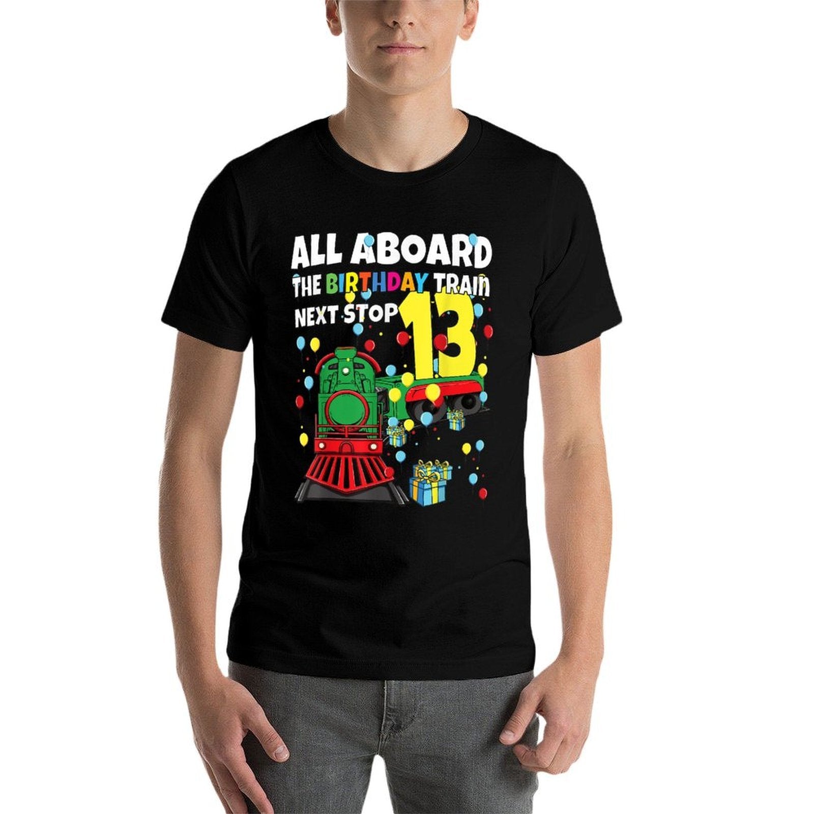 13th Train Birthday All Aboard Birthday Train Boy 13 Years  Relaxed-fit T-Shirt