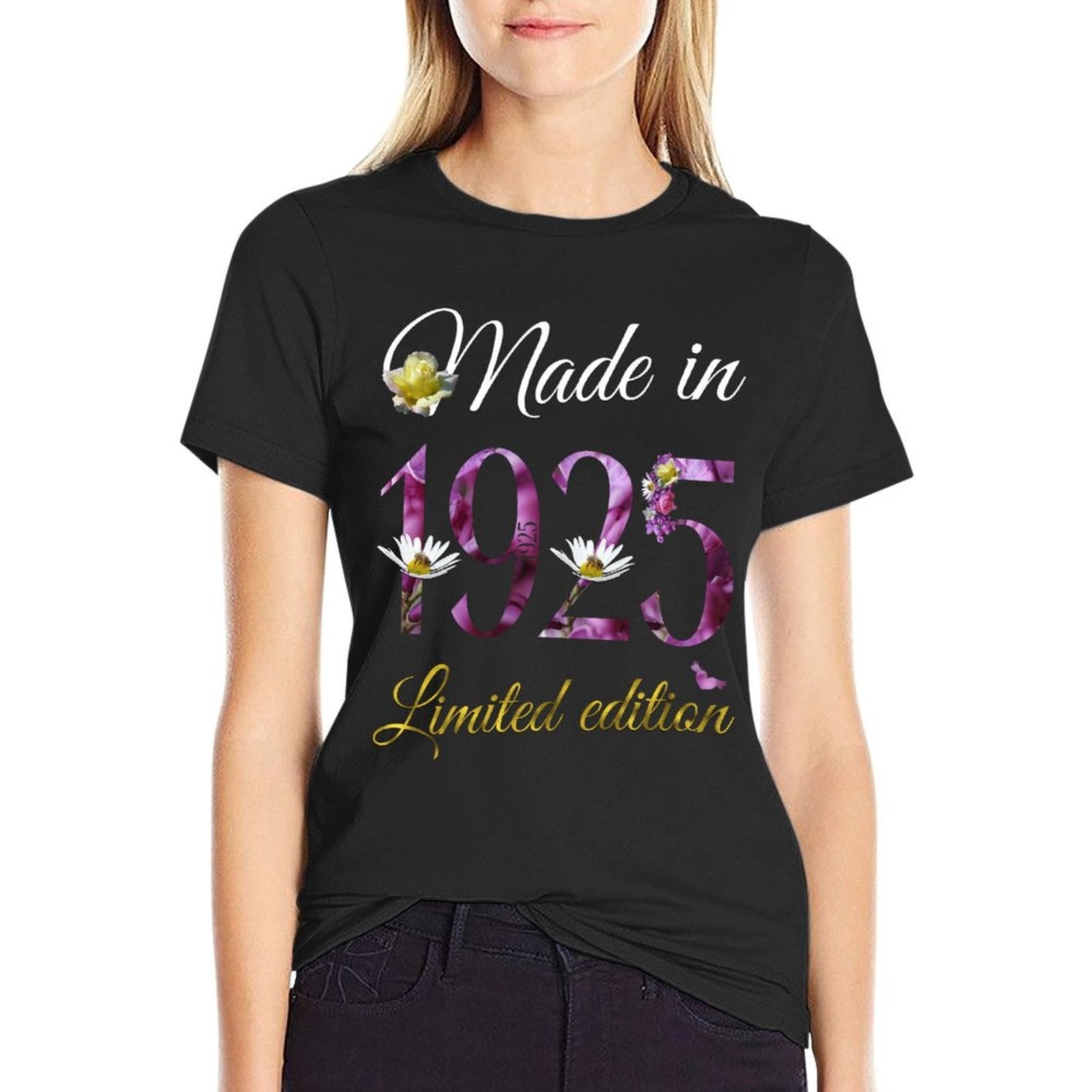 Made in 1925 - 100 Year Old Floral 1925 100th Birthday Gift  Soft T-Shirt