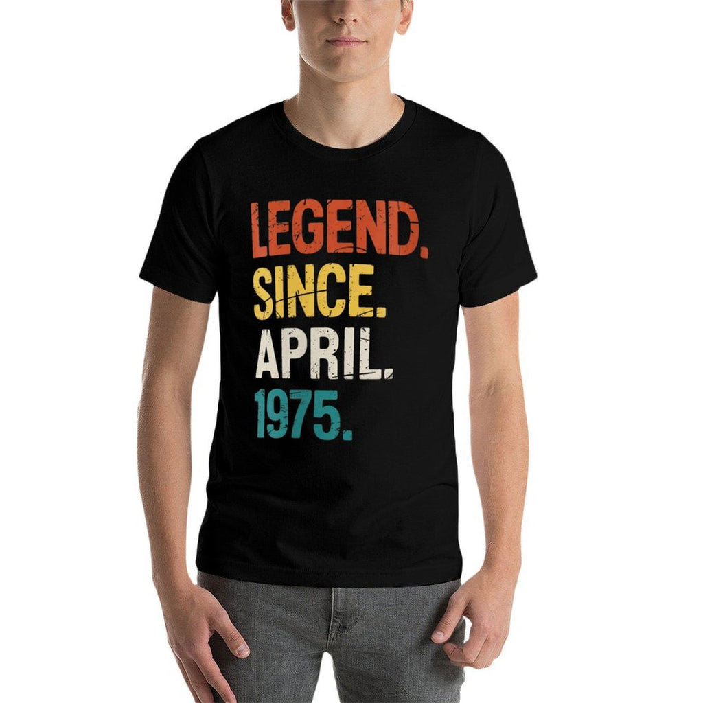 Womens Legend Since April 1975 50th Birthday Gifts 50 Year Old  Ribbed Collar T-Shirt
