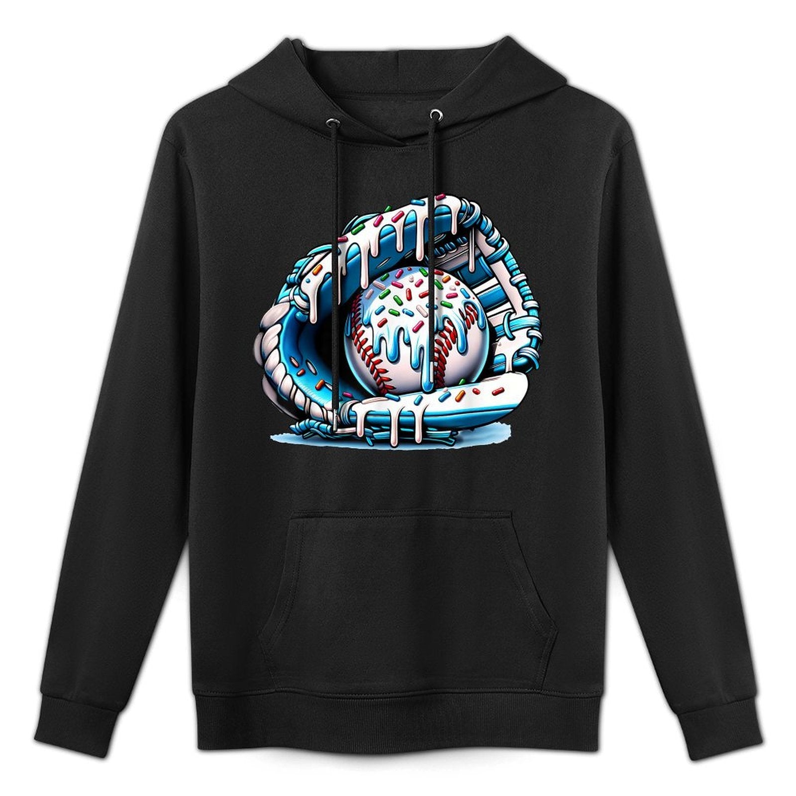 Baseball Drip Ice Cream Sprinkles Baseball Glove Cotton-Polyester Blend Hoodie