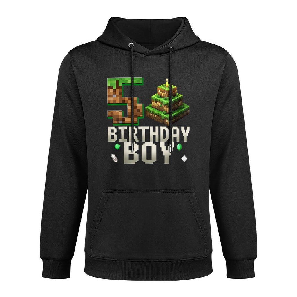 Birthday Boy 5 Kids Pixel Number 5th Birthday Party Customizable Surface Hoodie