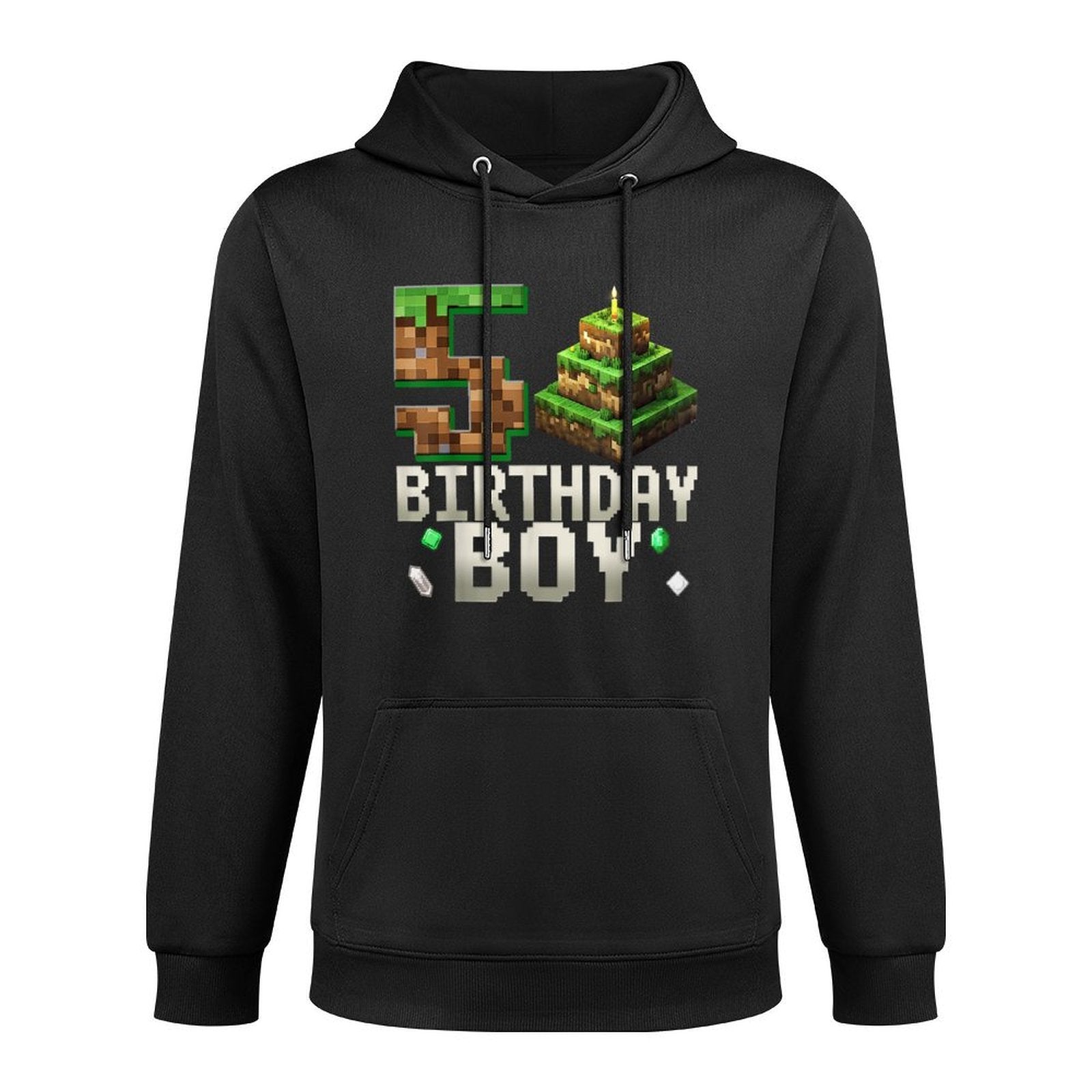 Birthday Boy 5 Kids Pixel Number 5th Birthday Party Customizable Surface Hoodie