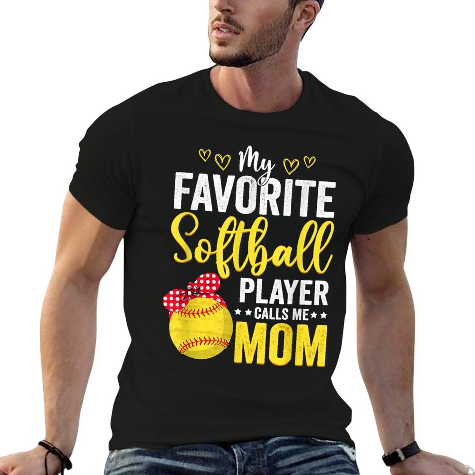 My Favorite Softball Player Calls Me Mom Softball Lover  Oversized Silhouette T-Shirt