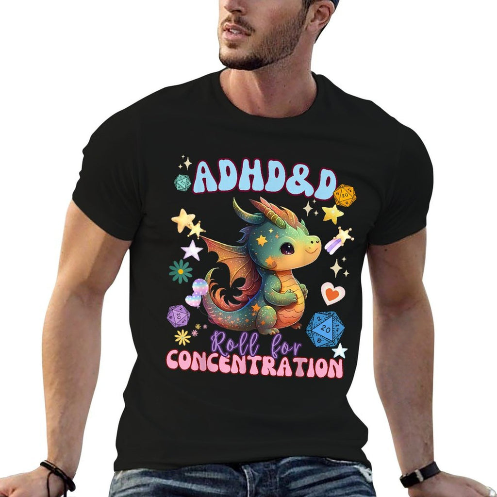 ADHDD Roll For Concentration Cute Watercolor Dragon  Durable T-Shirt