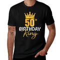 50th Birthday King Gold Crown For Boys And Men  Ribbed Collar T-Shirt