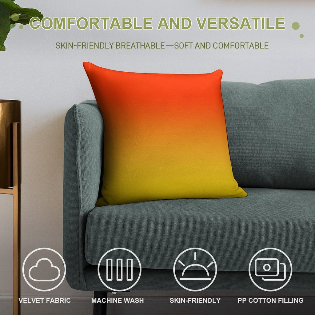 OMBRE GRADIENT ORANGE RED AND YELLOW ONE OF 100 CHIC OMBRE 2 TONE DESIGNS ON OZCUSHIONS Soft Home Decor Throw Pillow