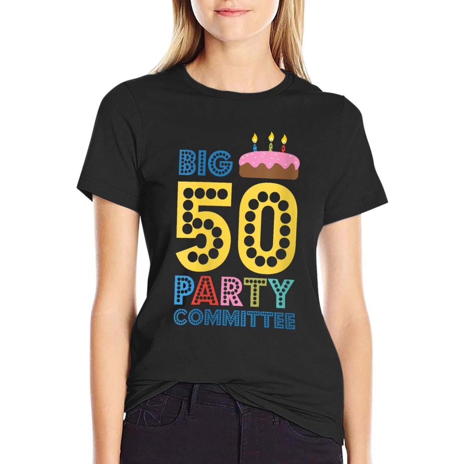 Womens Big 50 Party Committee Over The Hill 50th Birthday Party  Heathered Texture T-Shirt
