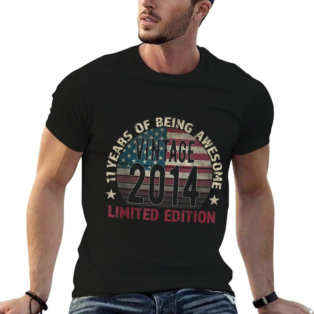 11th Birthday Gift Boy Vintage Born 2014 Turning 11 Year Old  Durable T-Shirt