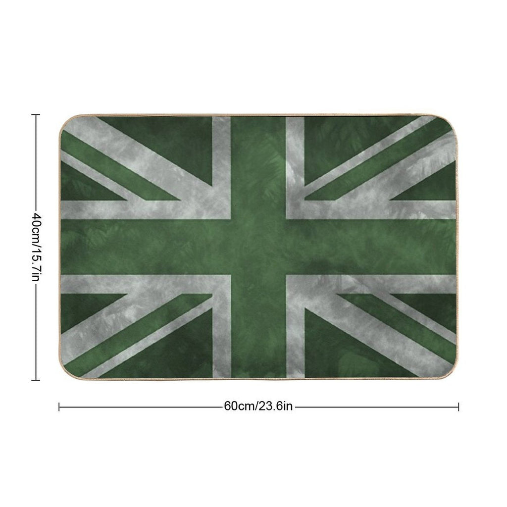 Green Distressed Union Jack  Dirt-Trapping Bath Mat