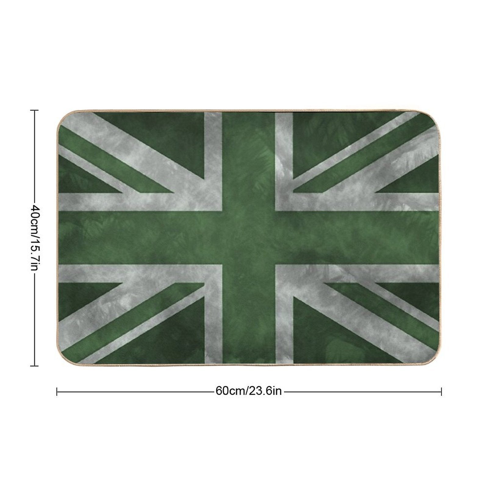 Green Distressed Union Jack  Dirt-Trapping Bath Mat