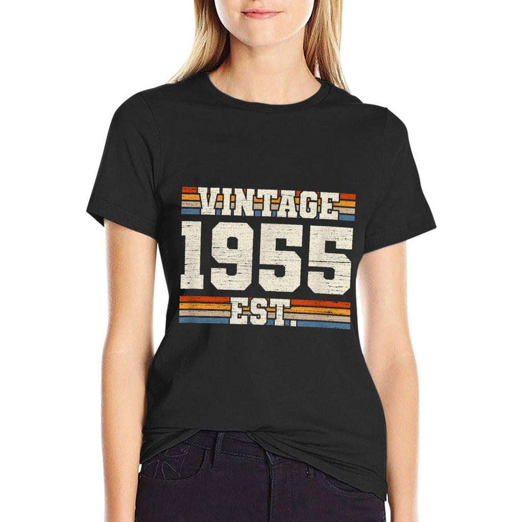 Retro 70 Years Old Vintage 1955 Established 70th Birthday  Summer-ready Fabric T-Shirt