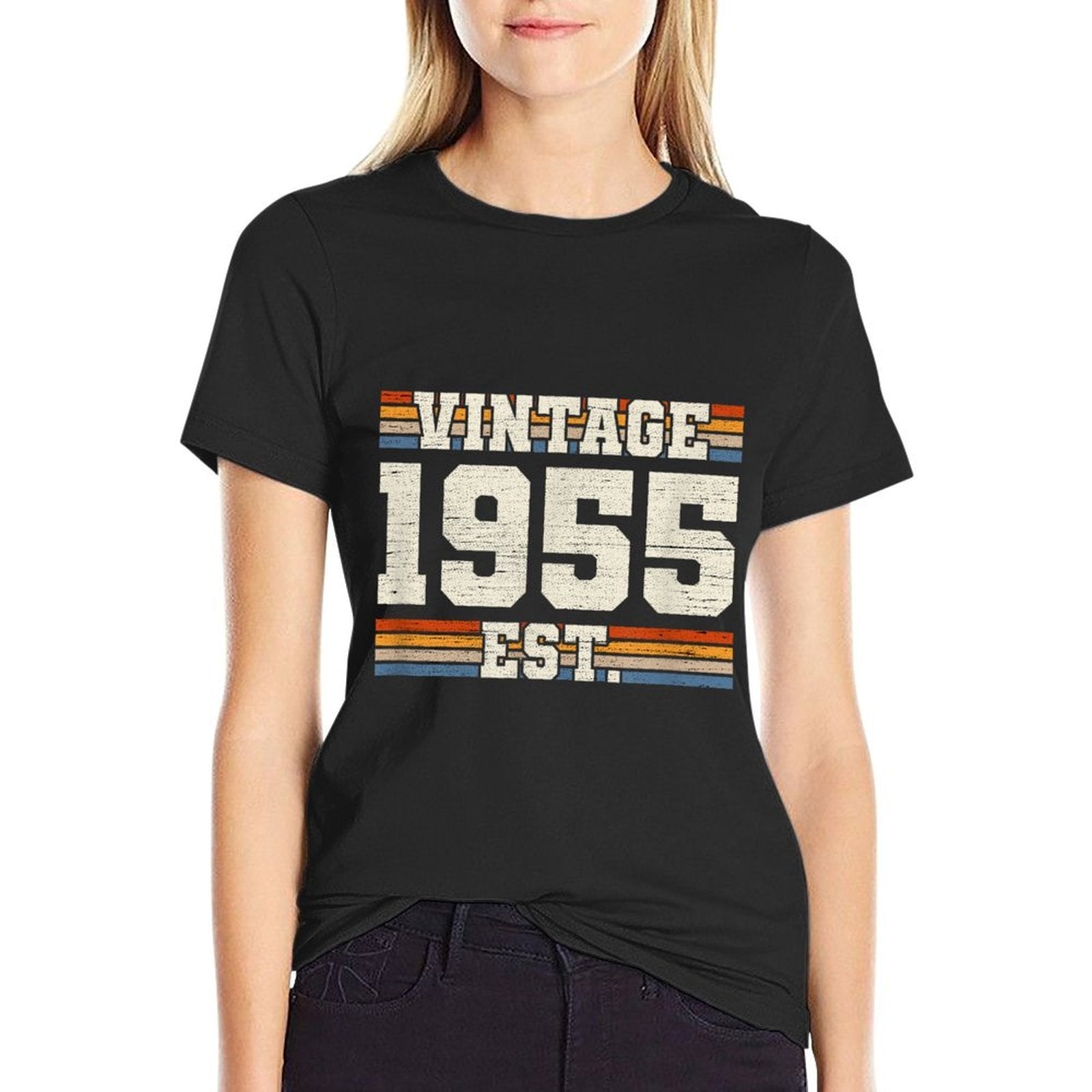 Retro 70 Years Old Vintage 1955 Established 70th Birthday  Summer-ready Fabric T-Shirt
