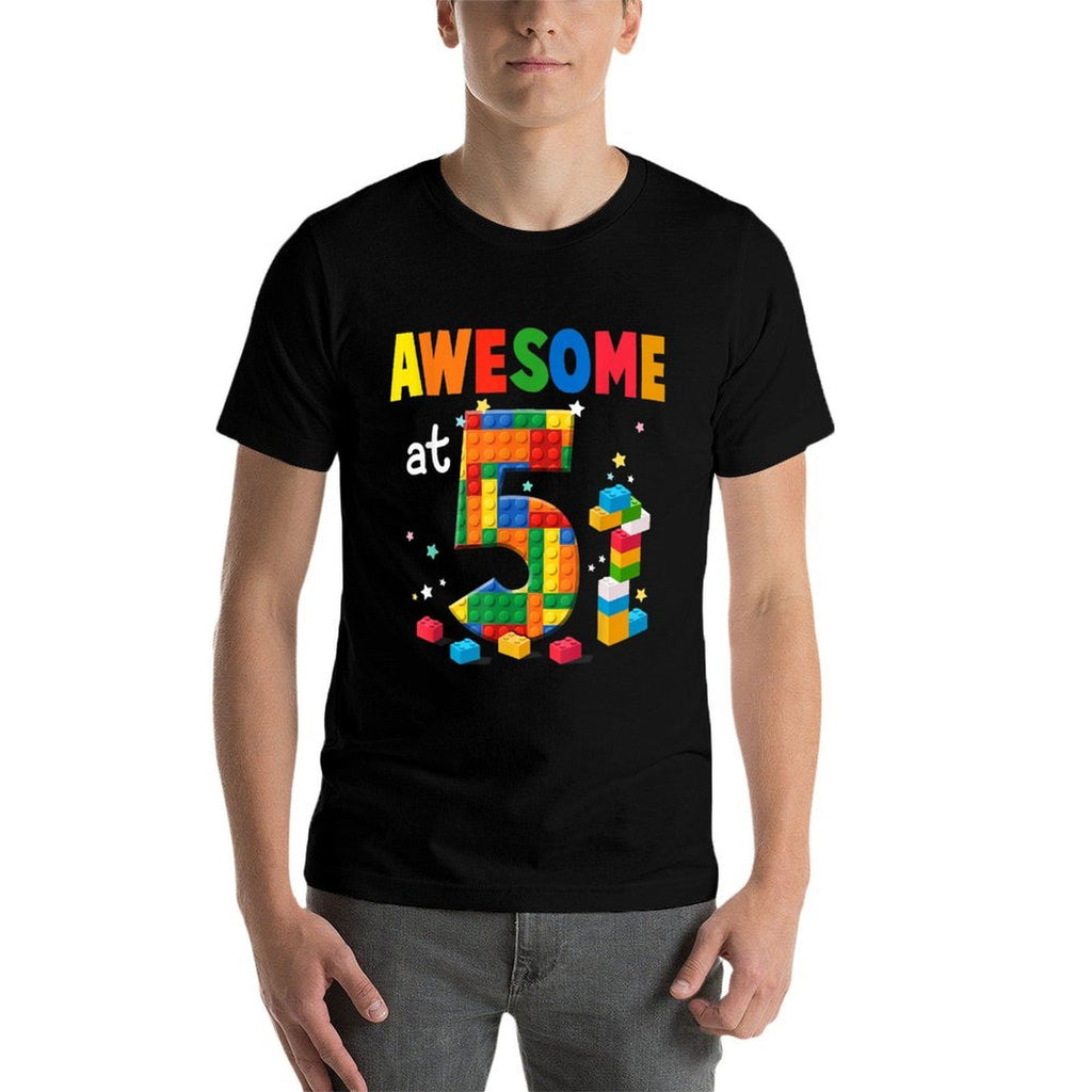 Building Blocks Brick 5th Birthday 5 Year Old Boy Gift  High-quality Stitching T-Shirt