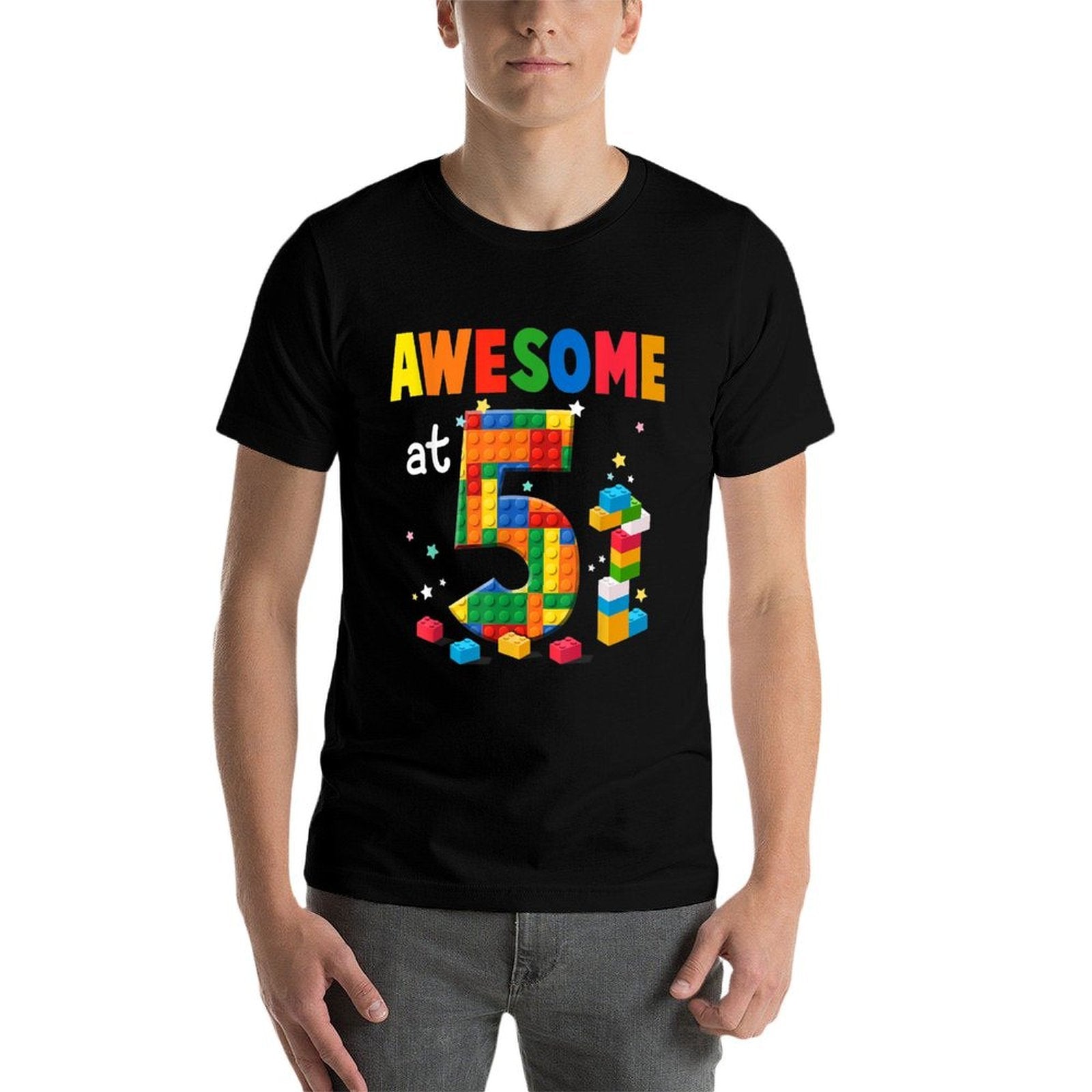 Building Blocks Brick 5th Birthday 5 Year Old Boy Gift  High-quality Stitching T-Shirt