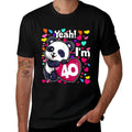 40 Years Old 40th Birthday Panda Hearts Cute Girl Party  Lightweight T-Shirt
