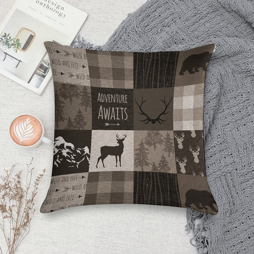 Adventure Patchwork - BrownBeige Soft Warmth Comfort Throw Pillow