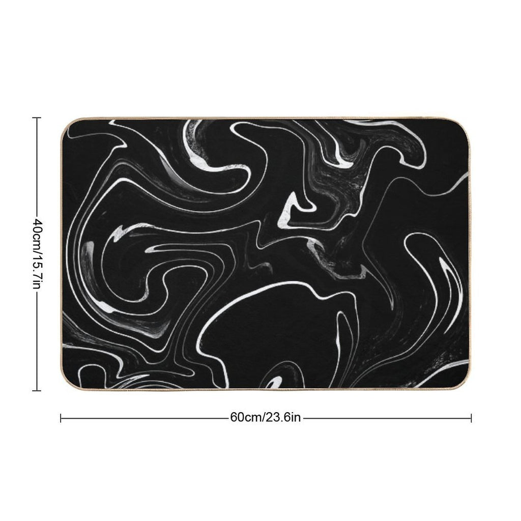 Marble Liquid Black Texture  Odorless Bath Mat