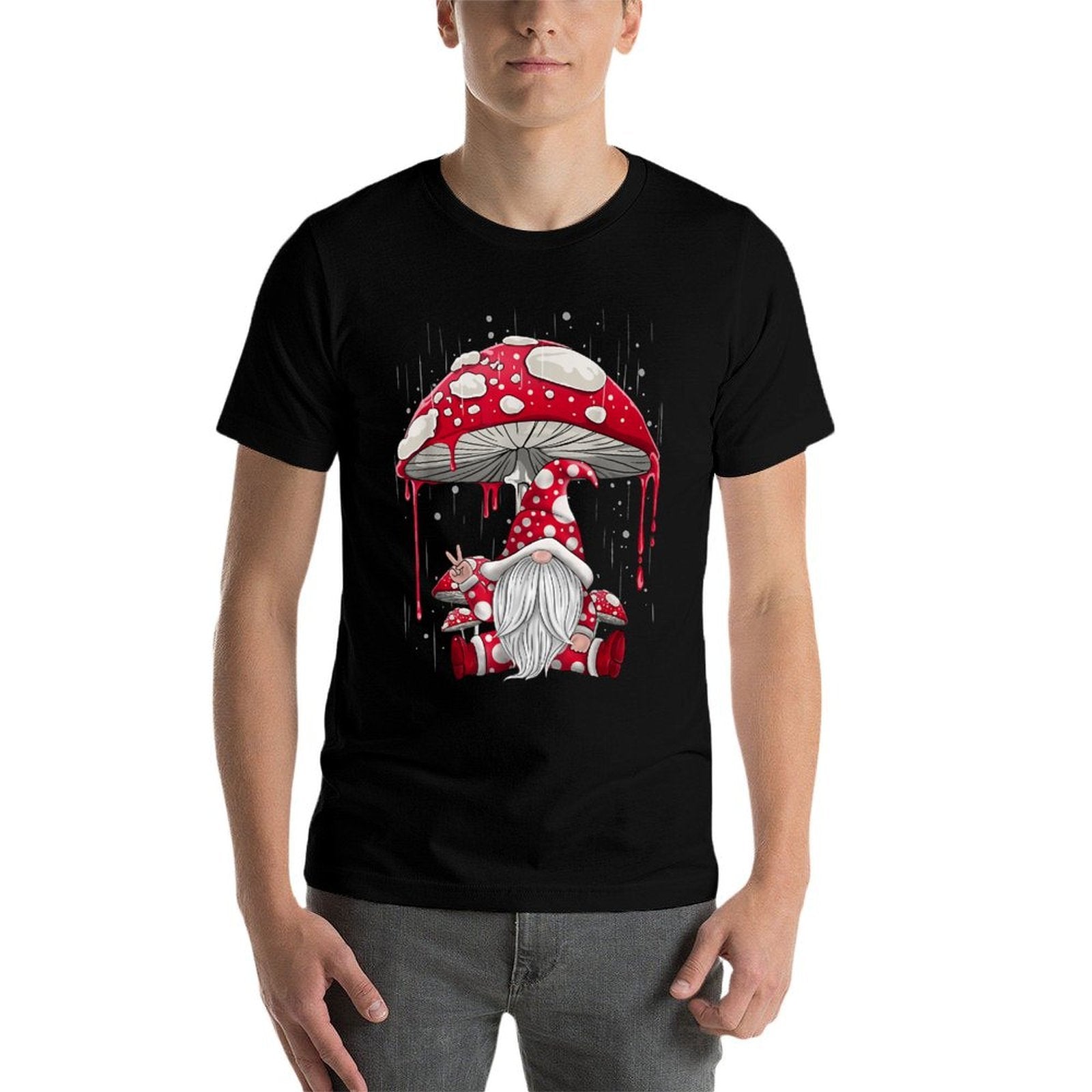 Mushroom Garden Nature Lover Gnome  Heathered Texture T-Shirt