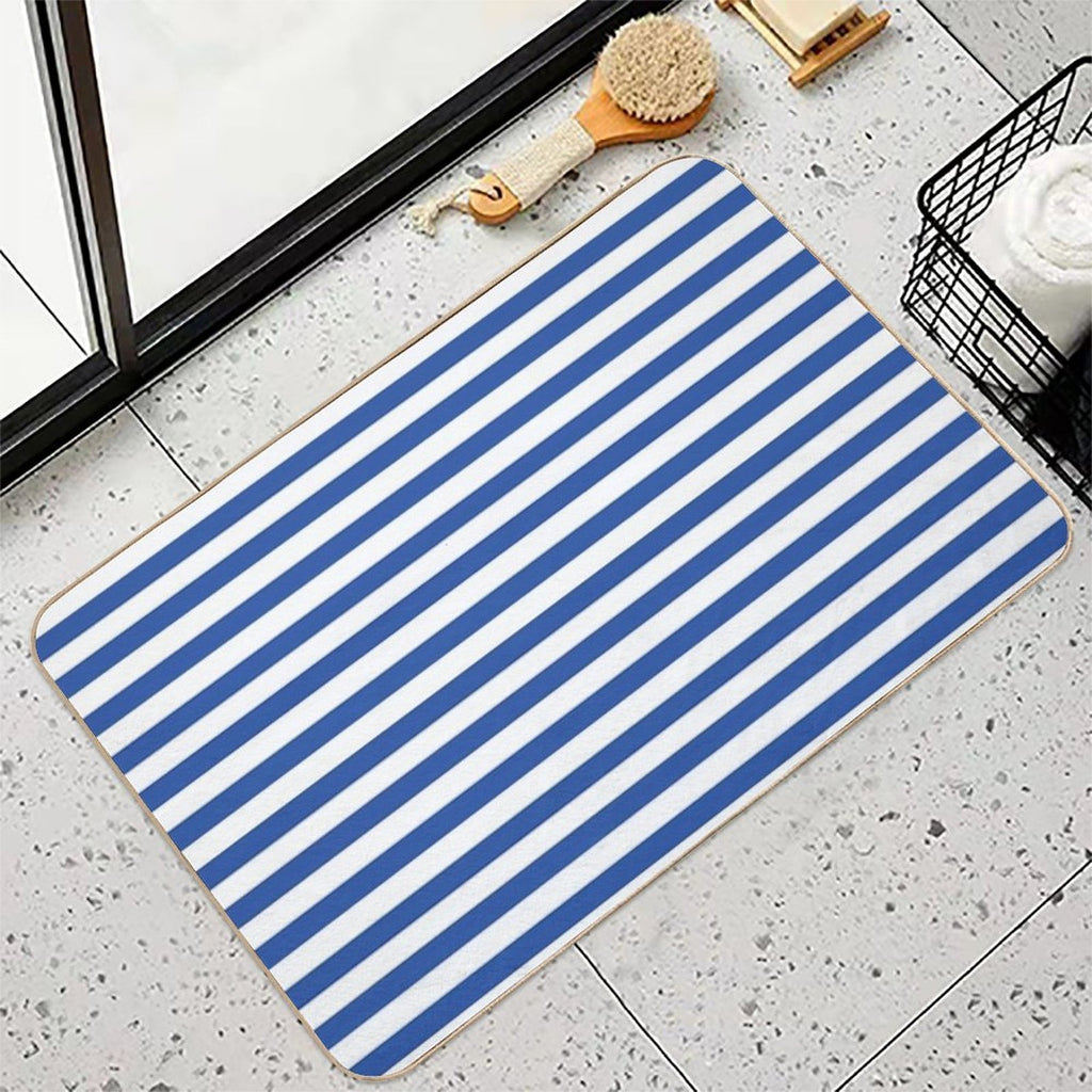 Blue And White Stripes  Rapid-Drying Bath Mat