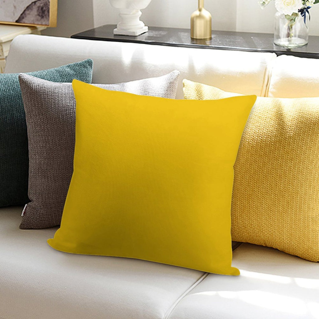 Solid Plain Mid Yellow Soft Short Plush Fabric Throw Pillow